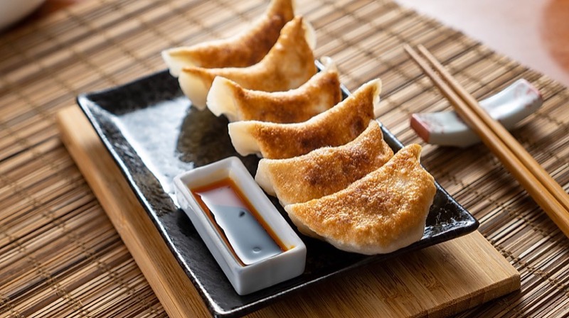 Golden pan-fried potstickers